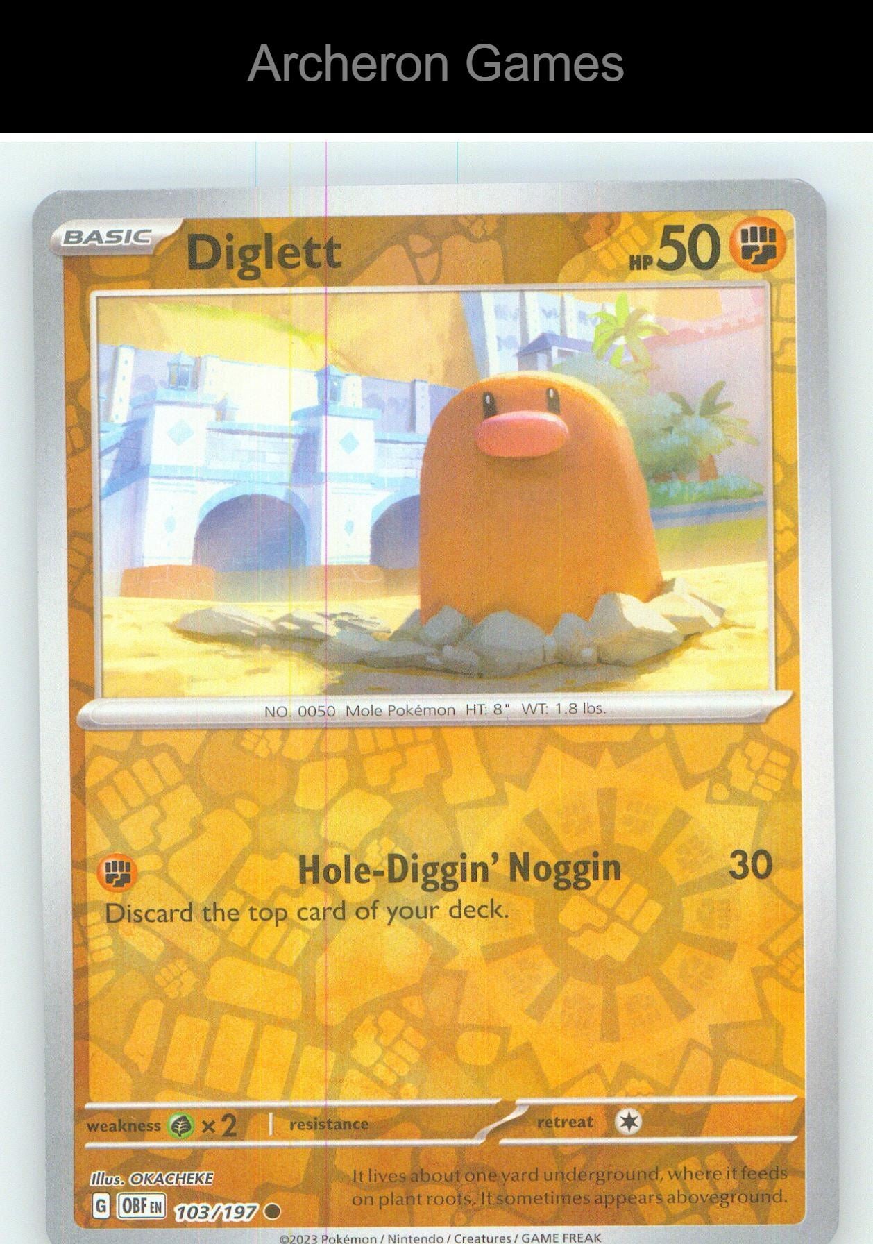 Pokemon Card Diglett OBF 103/197 C Obsidian Flames Reverse Holo