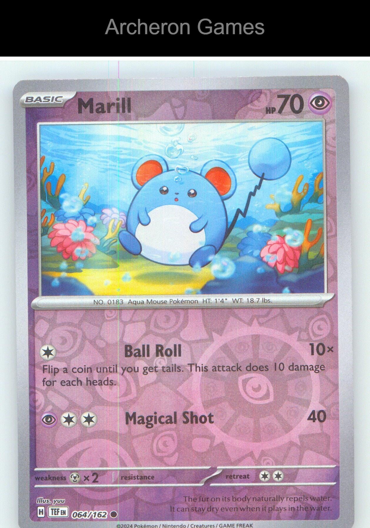 Pokemon Card Marill TEF 064/162 C Temporal Forces Reverse Holo