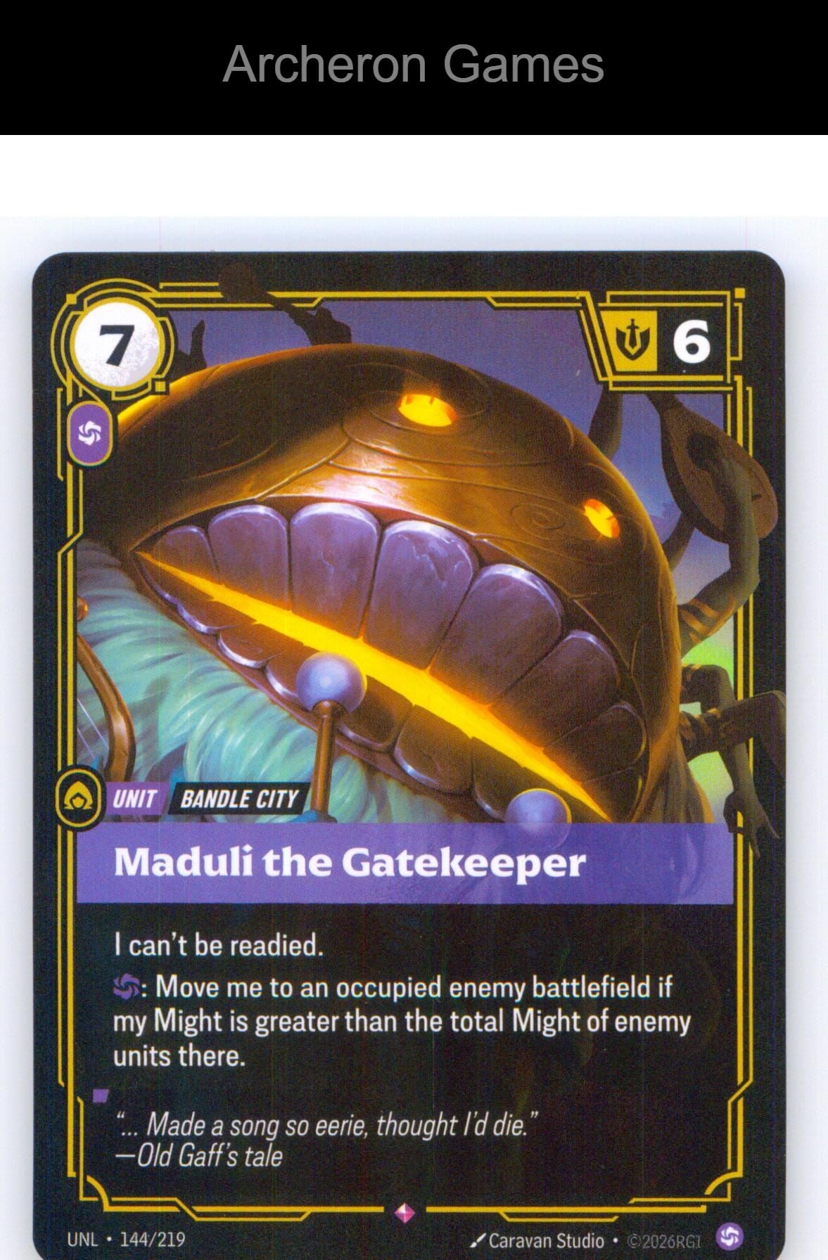 Maduli the Gatekeeper UNL 144/219 R Unleashed Riftbound Card
