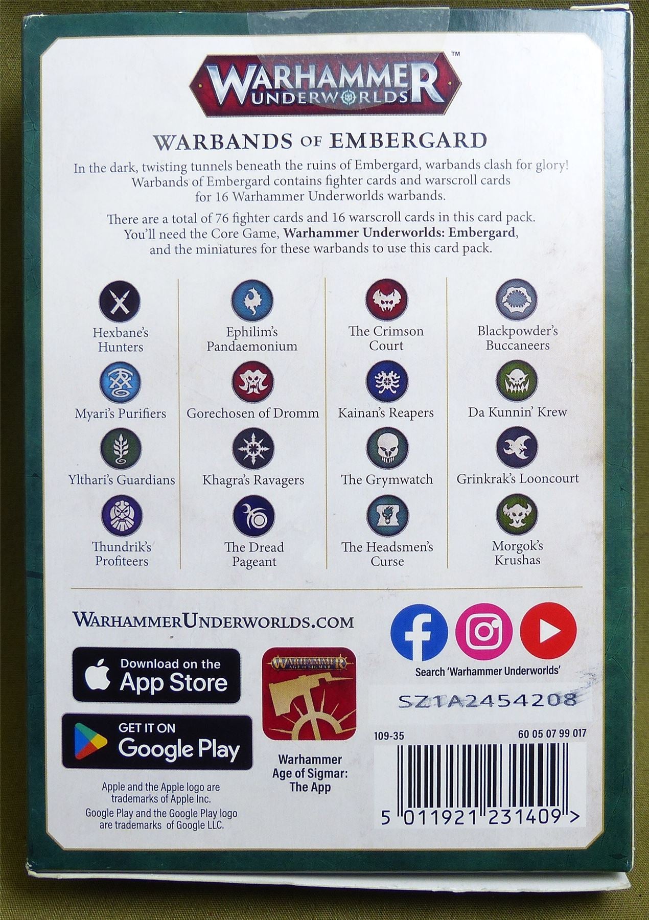 Warbands of Embergard Cards - Warhammer Underworlds #2Q3