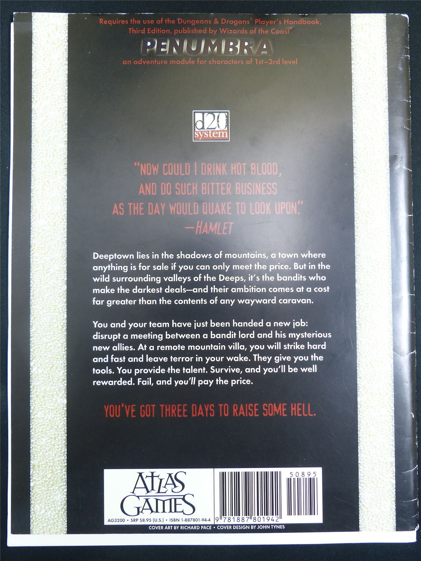 Three Days to Kill Roleplaying Booklet - d20 System #2RC