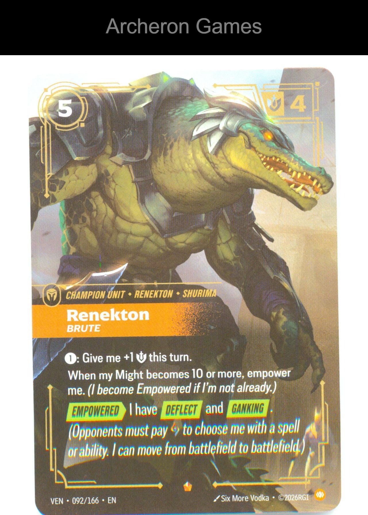 Renekton - Brute VEN 092/166 Epic Vendetta Riftbound Card Foil