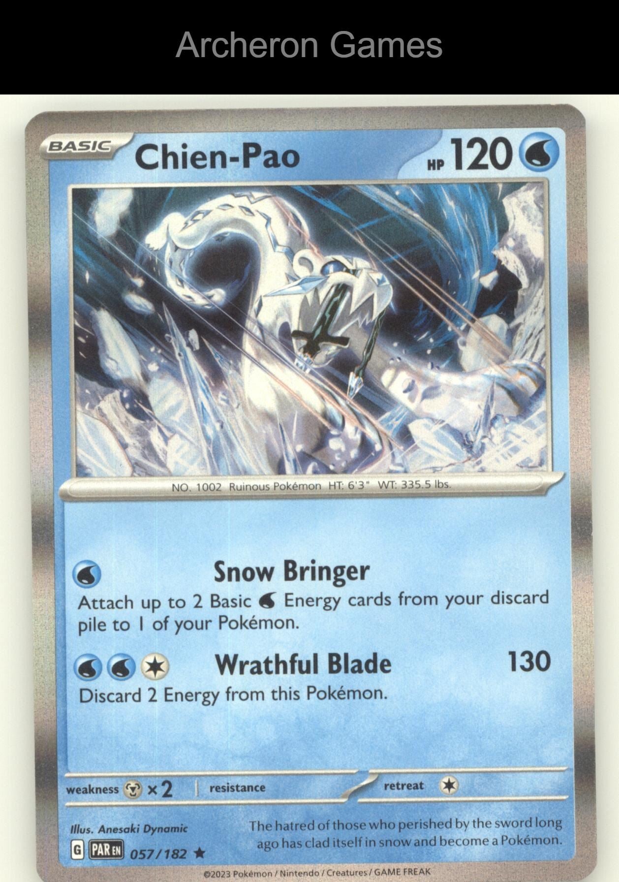 Pokemon Card Chien-Pao PAR 057/182 R Paradox Rift Holo