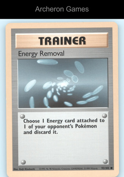 Pokemon Card Energy Removal BS 92/102 C Base Set Unlimited