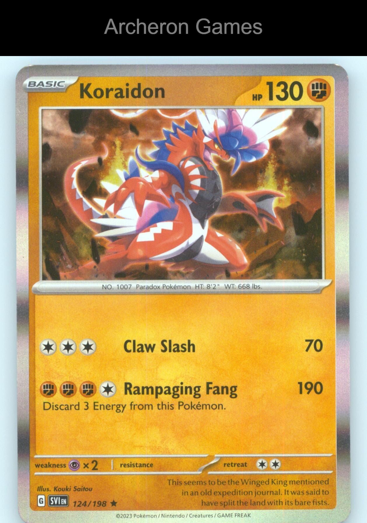 Pokemon Card Koraidon SVI 124/198 R Scarlet & Violet Holo
