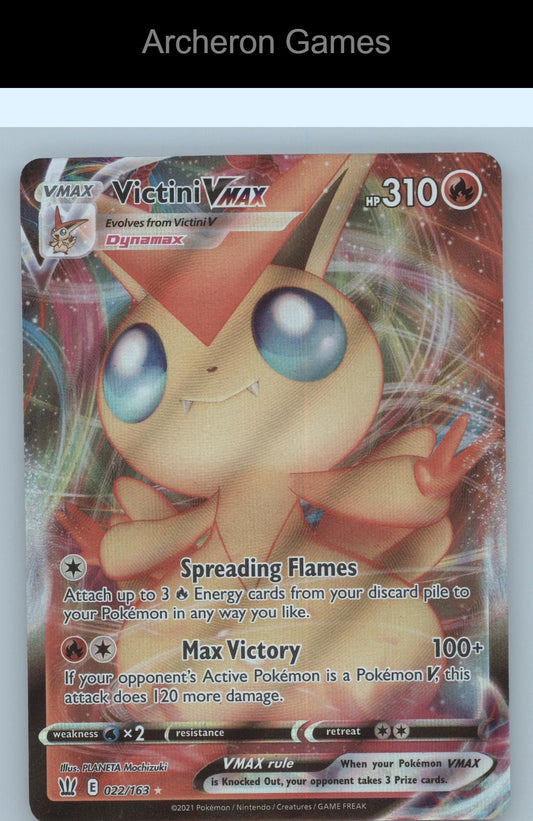 Pokemon Card Victini VMAX BST 022/163 HOLO VMAX Rare Battle Styles