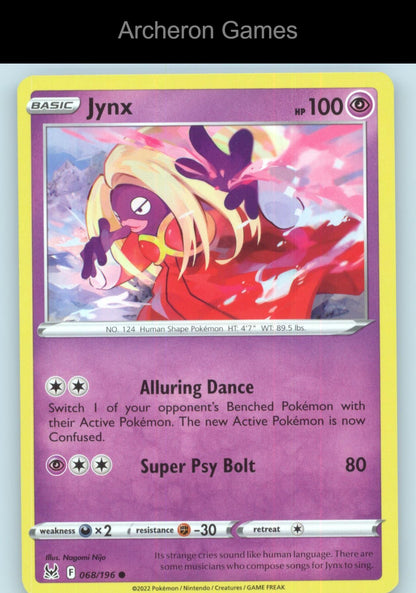 Pokemon Card Jynx LOR 068/196 C Lost Origin