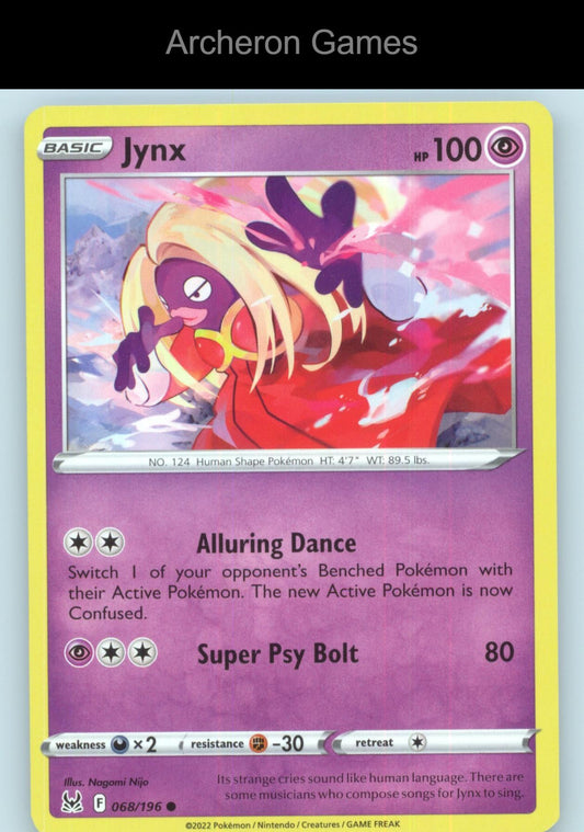 Pokemon Card Jynx LOR 068/196 C Lost Origin