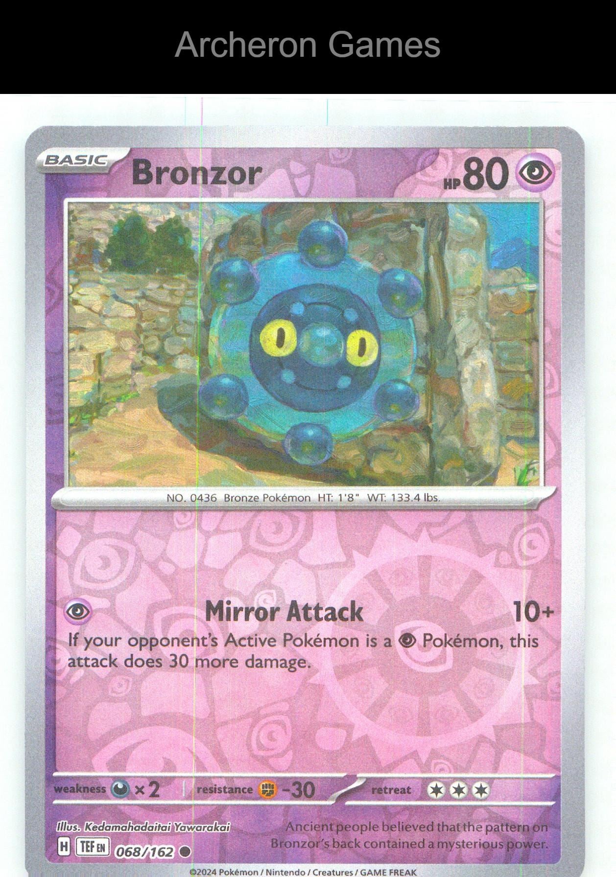 Pokemon Card Bronzor TEF 068/162 C Temporal Forces Reverse Holo