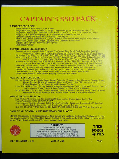Star Fleet Battles: Captain's SSD Pack Booklet - Roleplaying Game #1NL