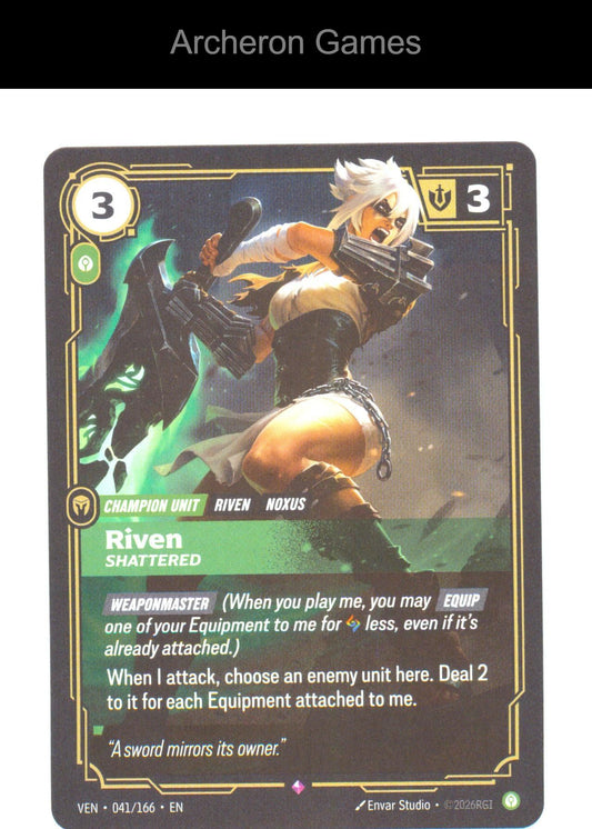 Riven - Shattered VEN 041/166 R Vendetta Riftbound Card Foil