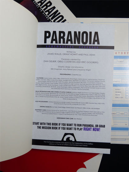 Paranoia Roleplay & character Cards Book Collection Softback #2W0