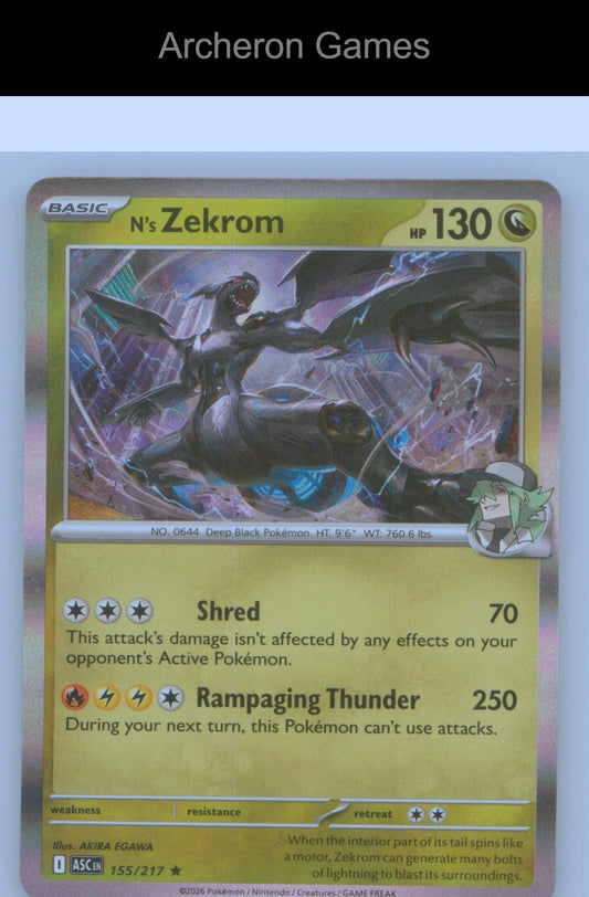Pokemon Card N's Zekrom ASC 155/217 R Ascended Heroes Holo