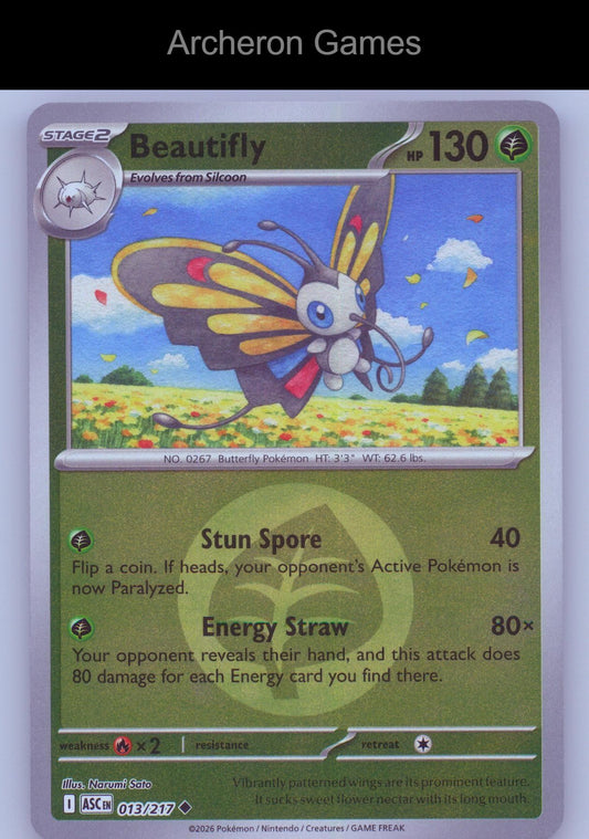 Pokemon Card Beautifly (Energy Symbol Pattern) ASC 013/217  Reverse Holo