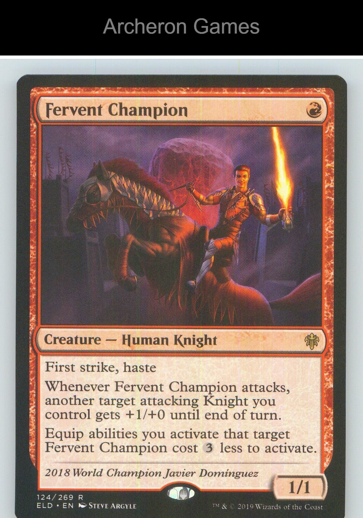 Fervent Champion ELD 124 R MTG Card NM/EX+