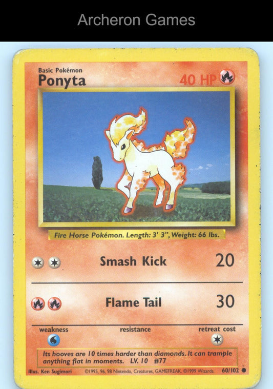 Pokemon Card Ponyta BS 60/102 C Base Set Unlimited