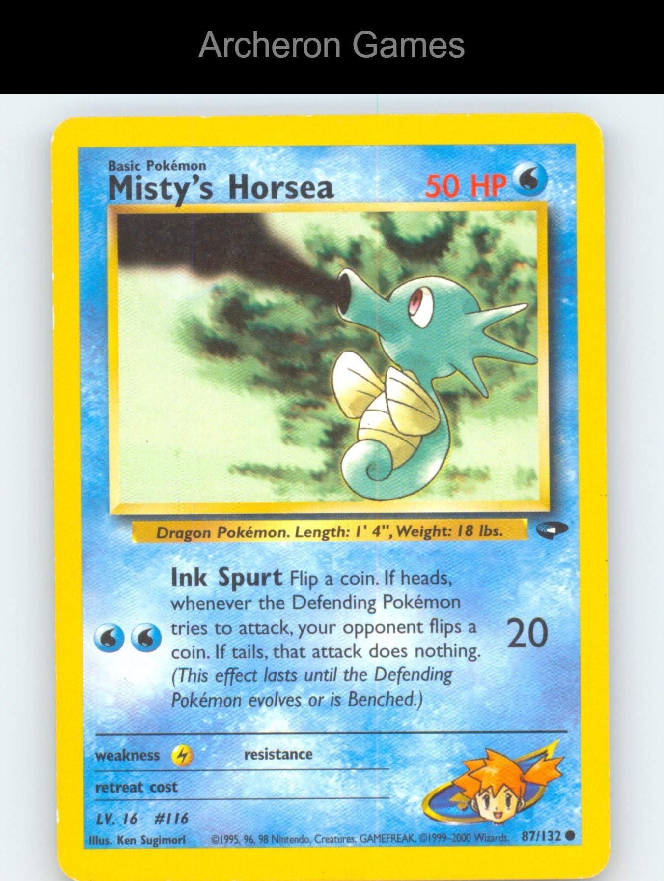 Pokemon Card Misty's Horsea G2 87/132 C Gym Challenge Unlimited