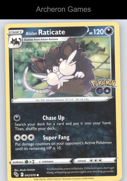 Pokemon Card Alolan Raticate PGO 042/078 C Pokemon GO