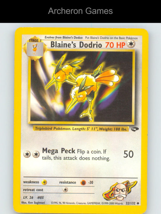 Pokemon Card Blaine's Dodrio G2 32/132 UC Gym Challenge Unlimited
