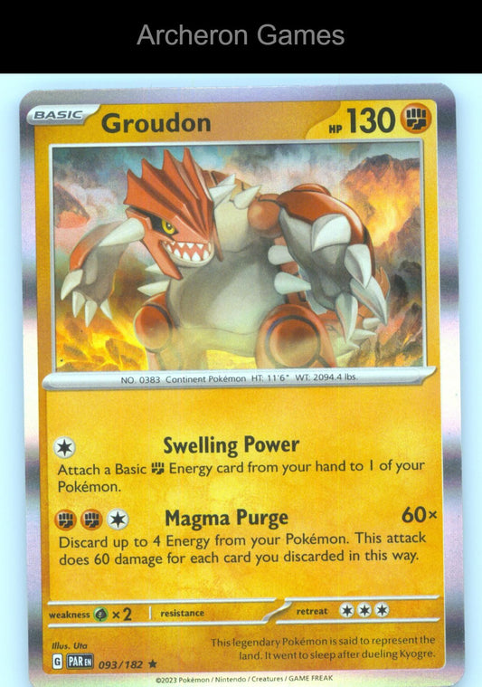 Pokemon Card Groudon PAR 093/182 R Paradox Rift Holo