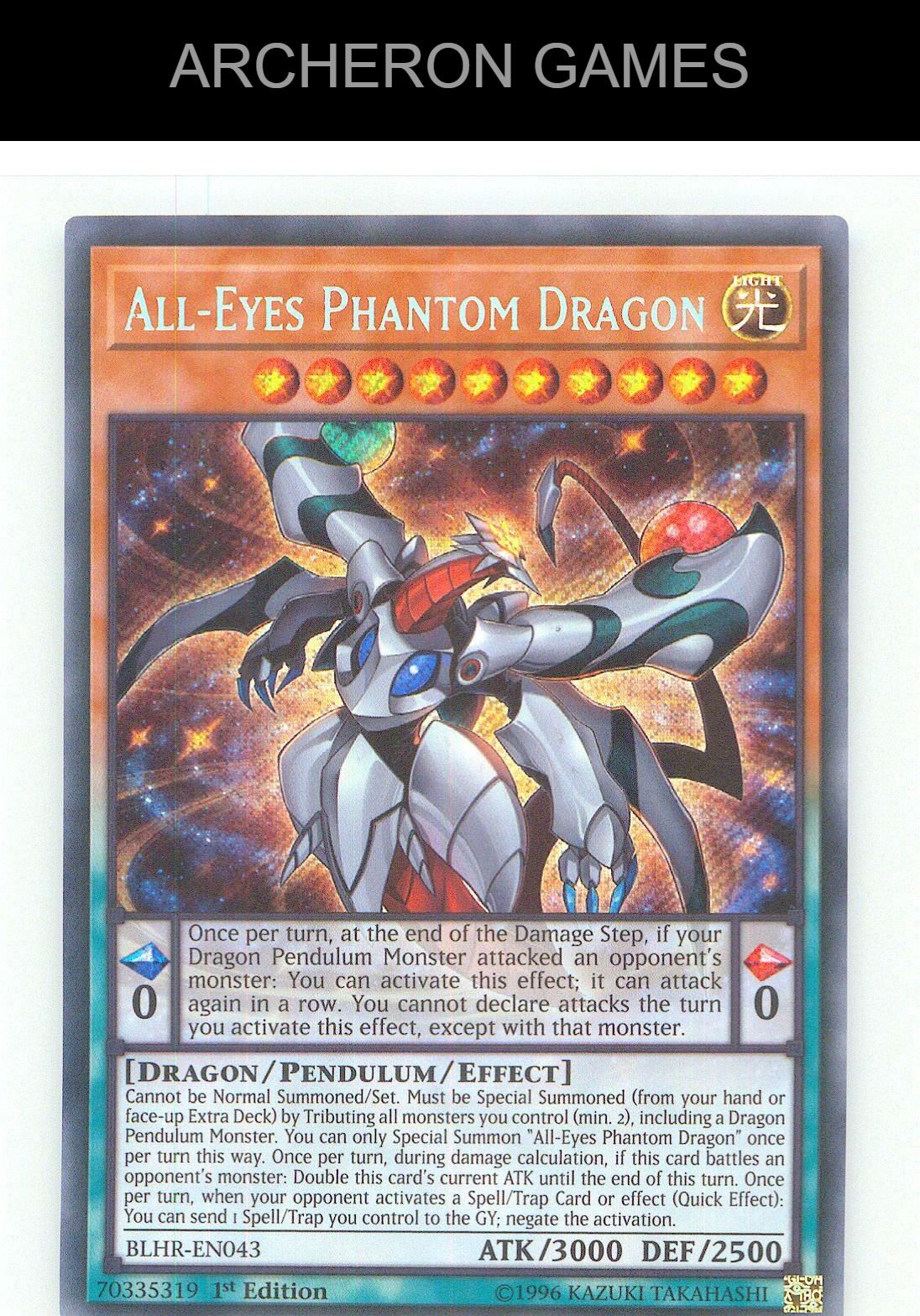 All-Eyes Phantom Dragon SEC YUGIOH Card 1st Edition