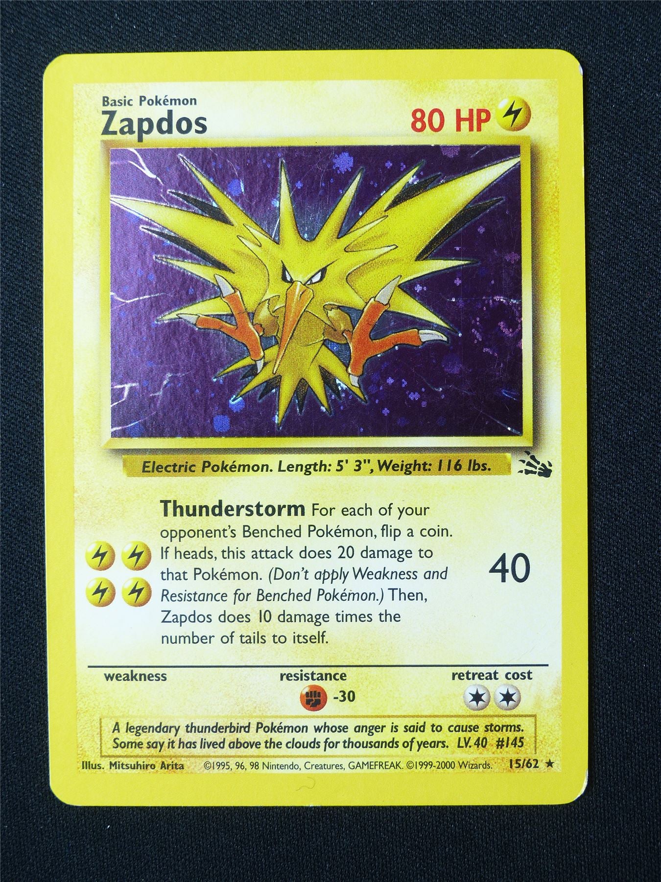 Zapdos 15/62 Holo Fossil played - Pokemon Card #5ST