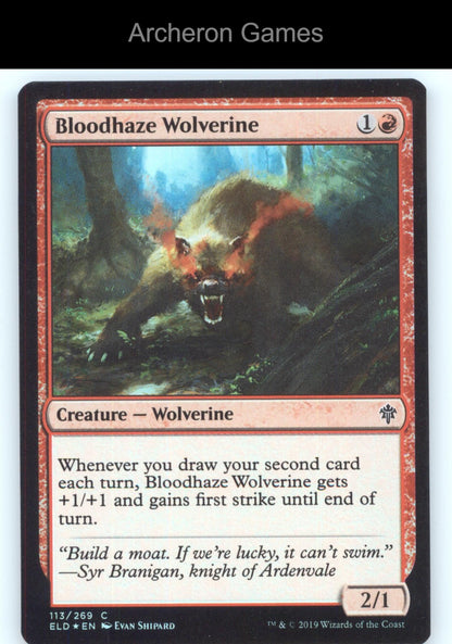 Bloodhaze Wolverine 113 C MTG Card Throne of Eldraine