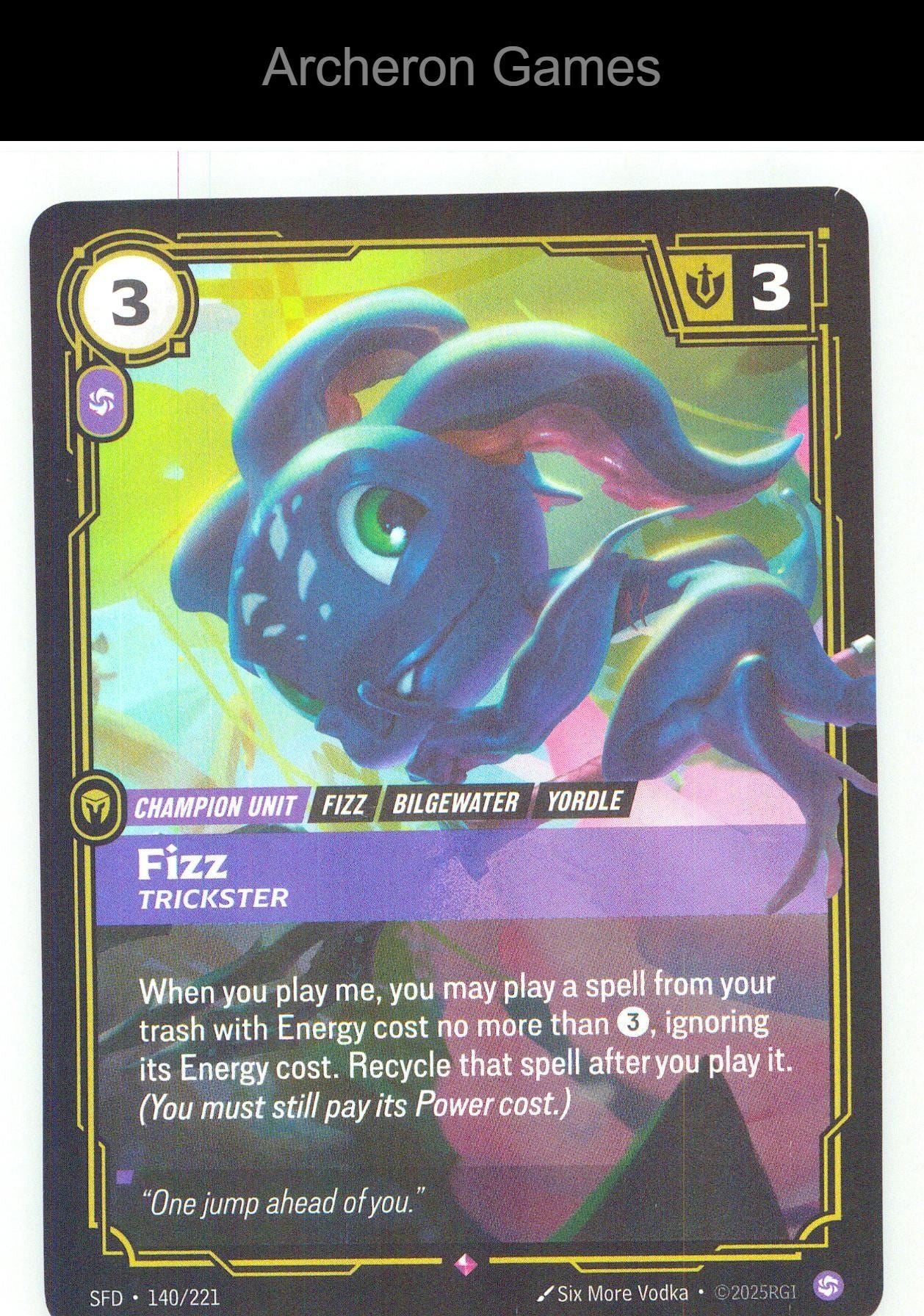 Fizz - Trickster SFD 140/221 R Spiritforged Riftbound Card Foil