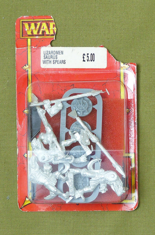 Classic Metal Lizardmen Saurus With Spear OOP - Warhammer Fantasy #3IH