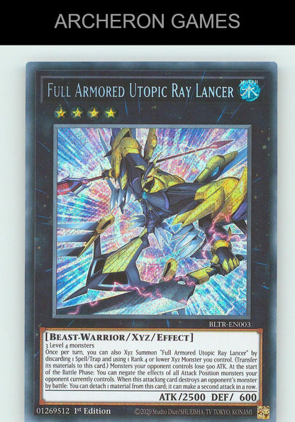 Full Armored Utopic Ray Lancer SEC YUGIOH Card