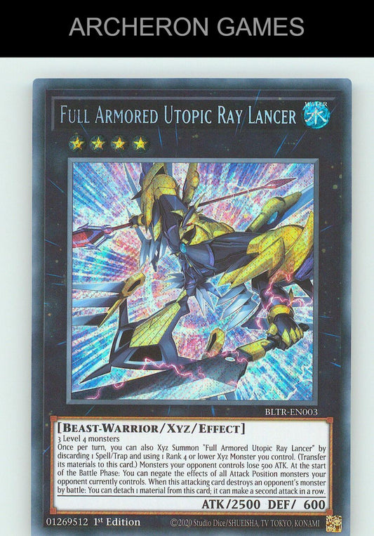Full Armored Utopic Ray Lancer SEC YUGIOH Card