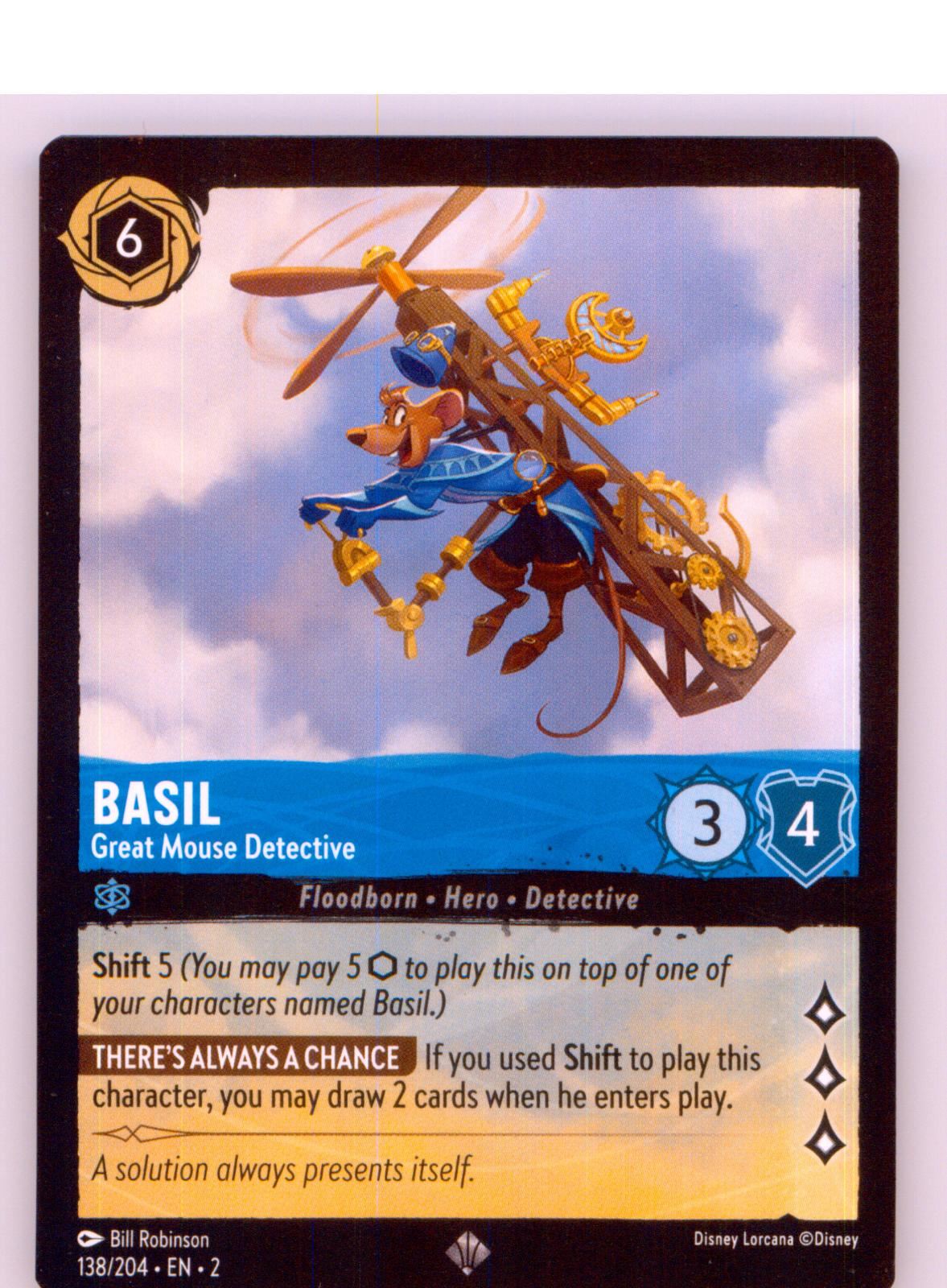 Basil - Great Mouse Detective 138/204 Rise of the Floodborn Lorcana NM/M