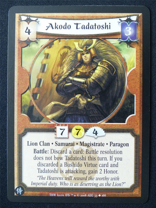 Akodo Tadatoshi - THW - Legend of the Five Rings L5R Card #ZY