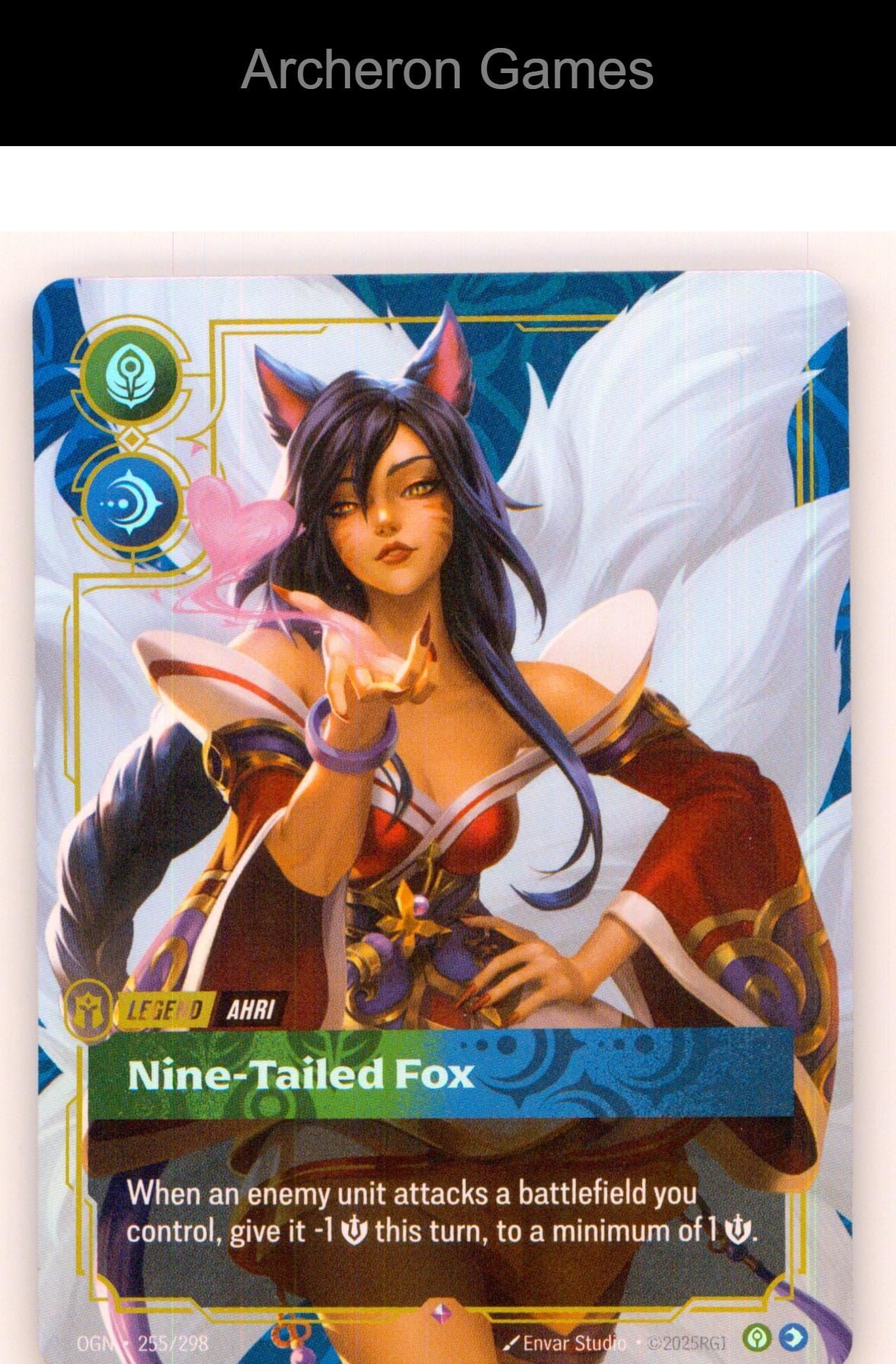 Ahri - Nine-Tailed Fox OGN 255/298 R Origins Riftbound Card