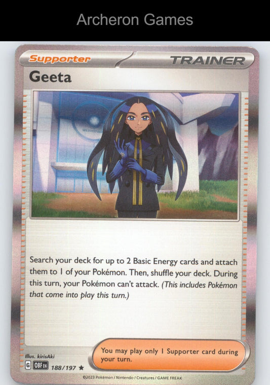 Pokemon Card Geeta OBF 188/197 R Obsidian Flames Holo