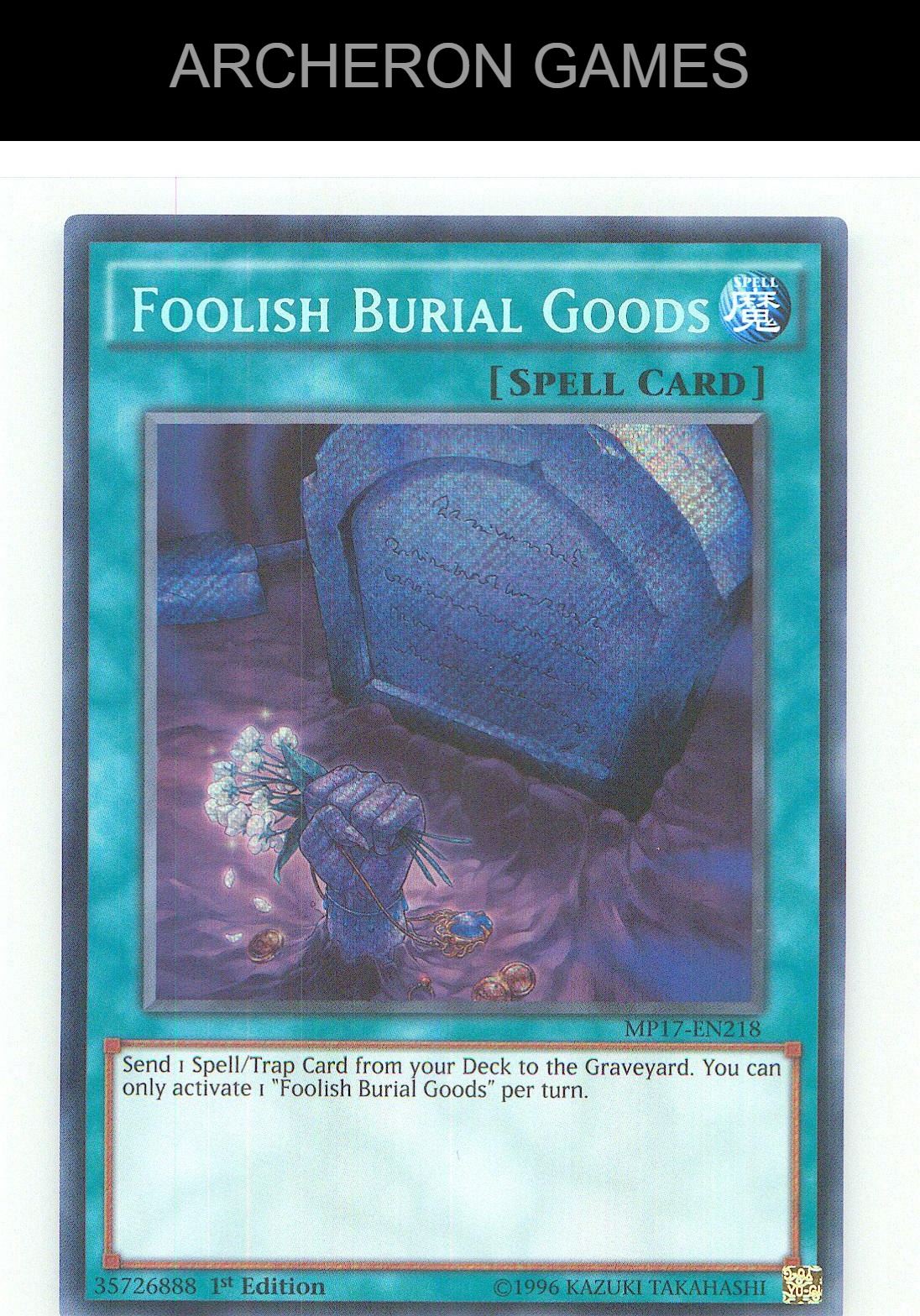 Foolish Burial Goods SEC YUGIOH Card 1st Edition
