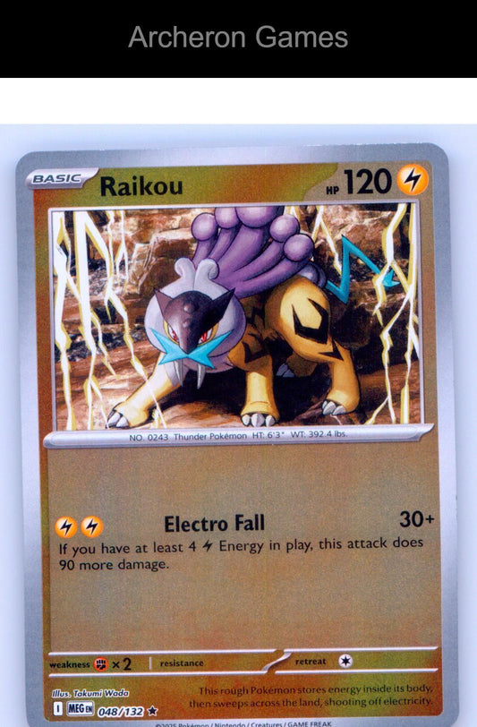 Pokemon Card Raikou MEG 048/132 R Mega Evolution Reverse Holo
