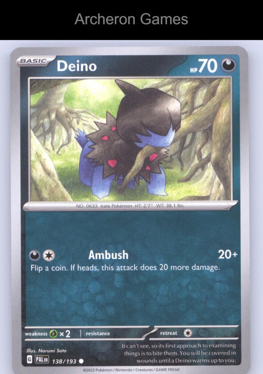 Pokemon Card Deino PAL 138/193 C Paldea Evolved