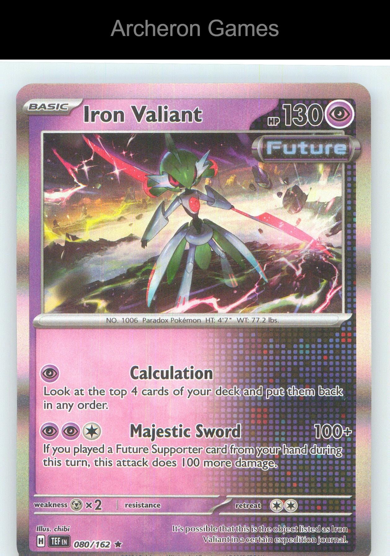 Pokemon Card Iron Valiant TEF 080/162 R Temporal Forces Holo