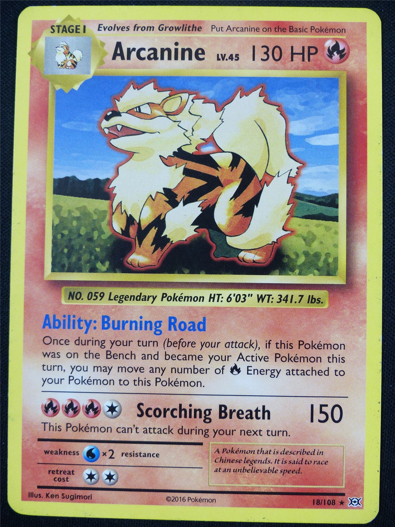 Arcanine 18/108 Evolutions - Pokemon Card #4F0