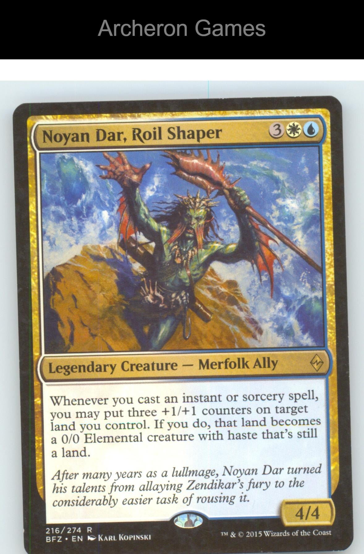 Noyan Dar, Roil Shaper BFZ 216 R MTG Card NM/EX+