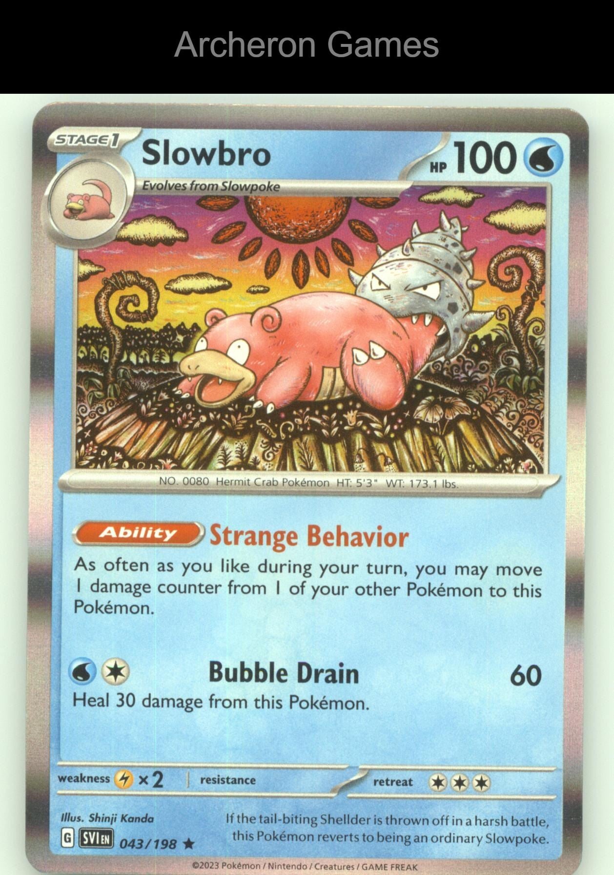 Pokemon Card Slowbro SVI 043/198 R Scarlet & Violet Holo