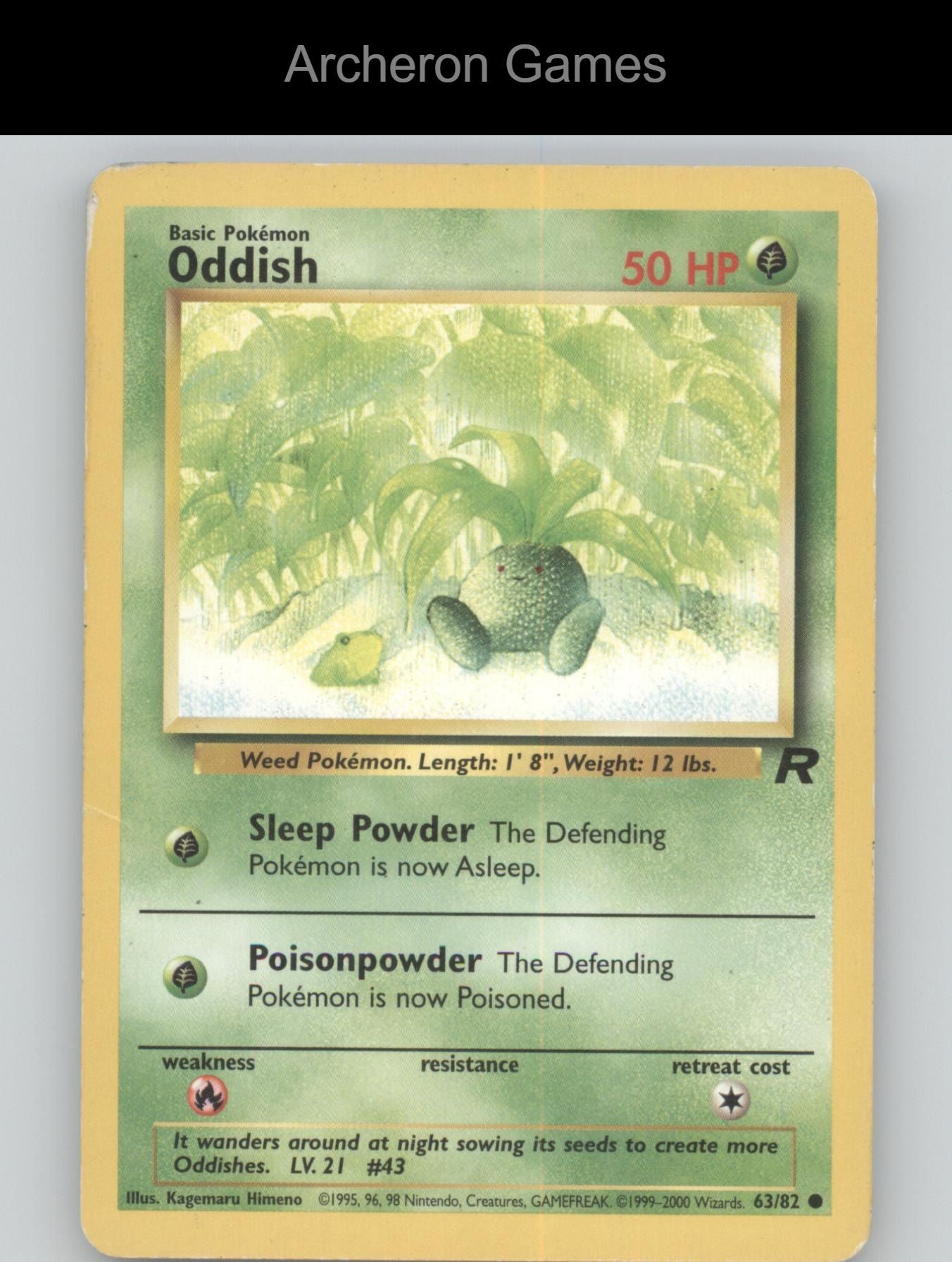 Pokemon Card Oddish TR 63/82 C Team Rocket Unlimited