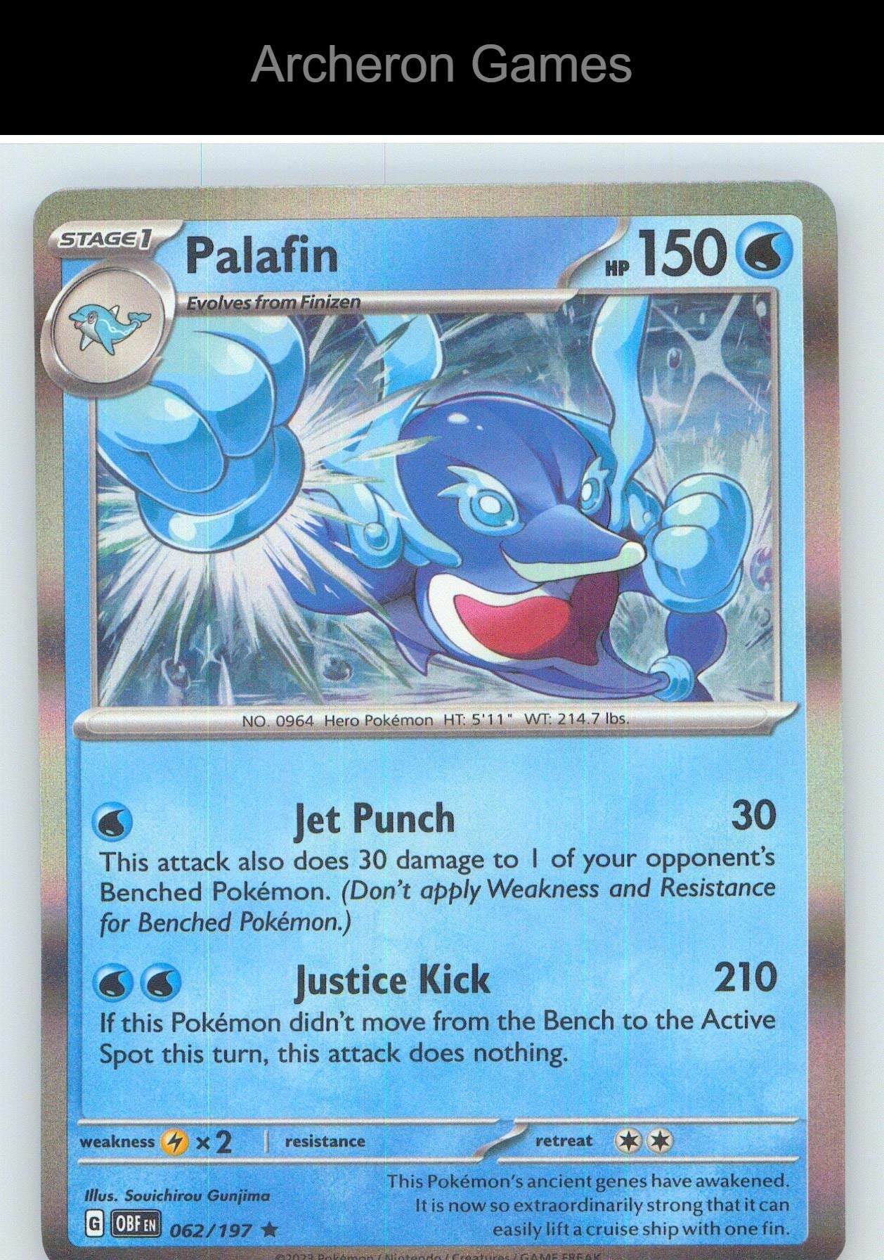 Pokemon Card Palafin OBF 062/197 R Obsidian Flames Holo