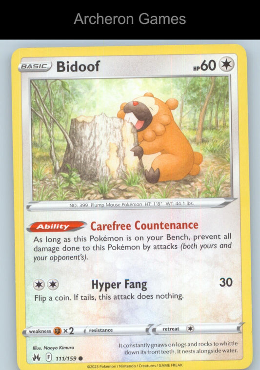 Pokemon Card Bidoof CRZ 111/159 C Crown Zenith
