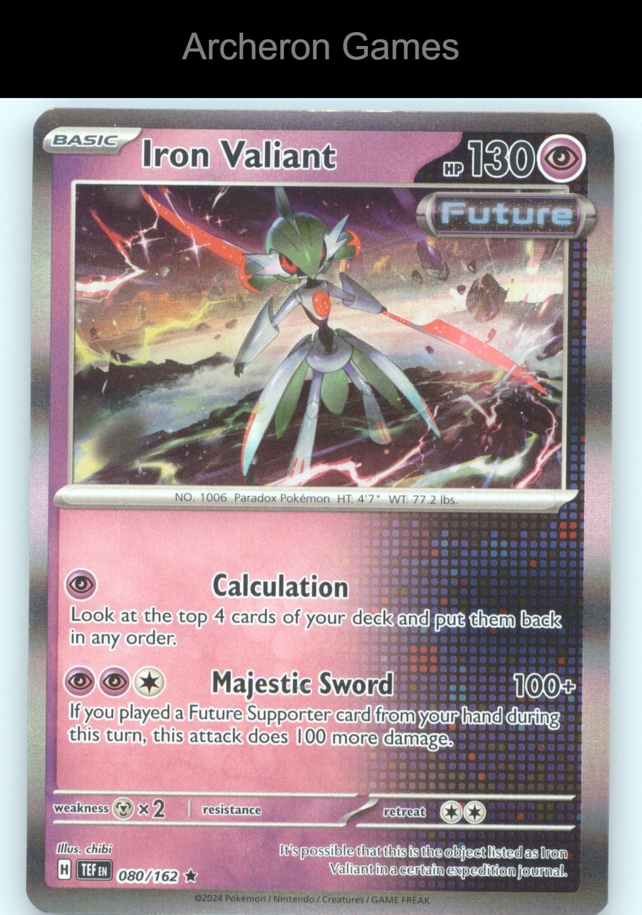 Pokemon Card Iron Valiant TEF 080/162 R Temporal Forces Holo