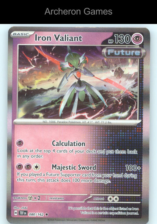 Pokemon Card Iron Valiant TEF 080/162 R Temporal Forces Holo