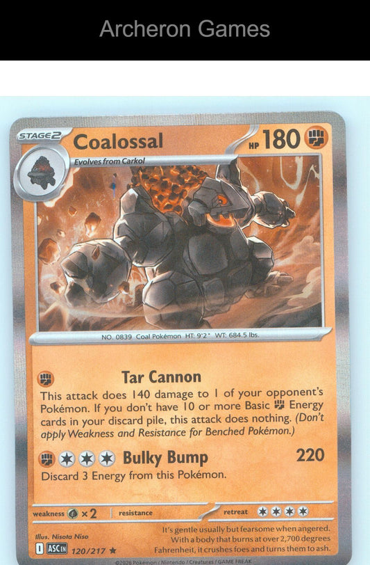 Pokemon Card Coalossal ASC 120/217 R Ascended Heroes Holo