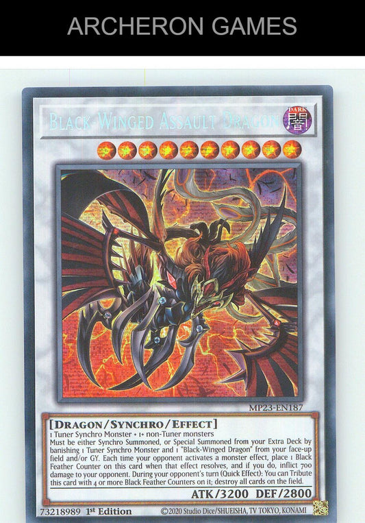 Black-Winged Assault Dragon Prismatic Secret Rare YUGIOH Card 1st Edition