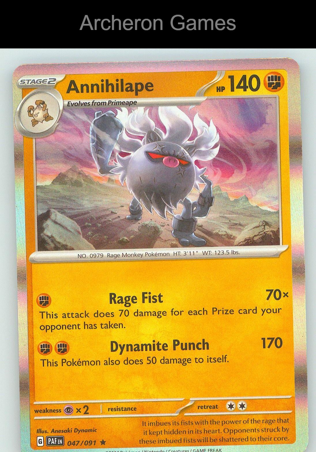 Pokemon Card Annihilape PAF 047/091 R Paldean Fates Holo